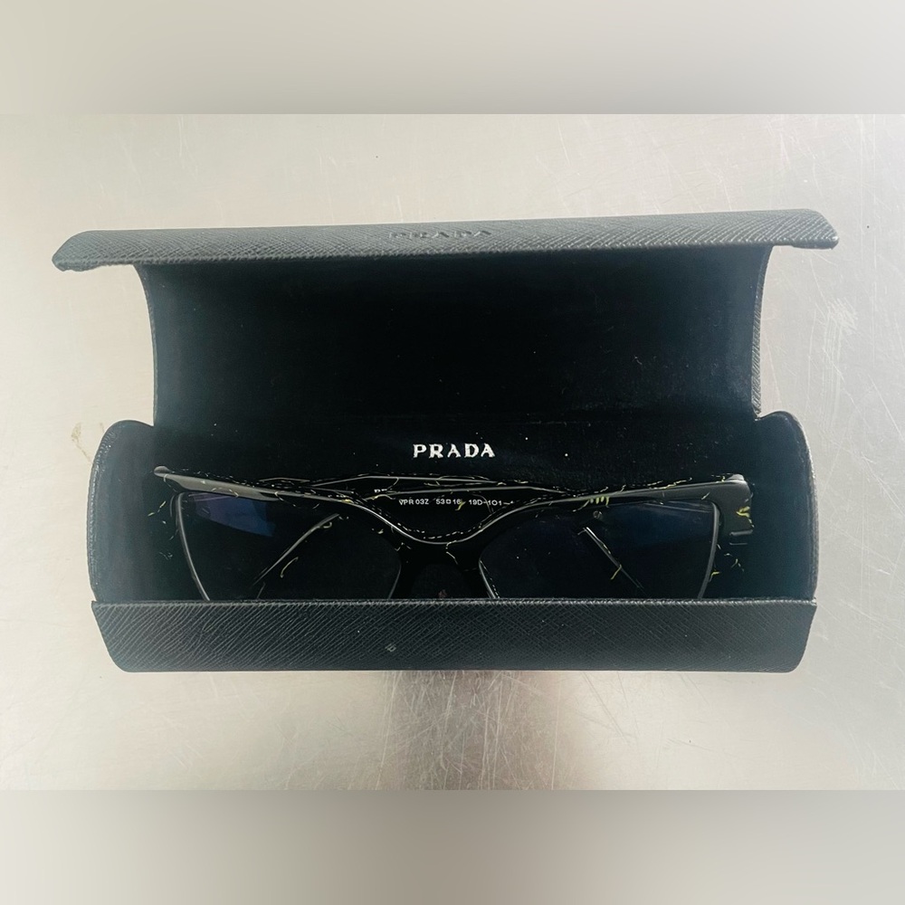 PRADA VPR O3Z Eyeglasses Black / White Marbled Square Eyeglasses With Hard Case - Picture 3 of 12